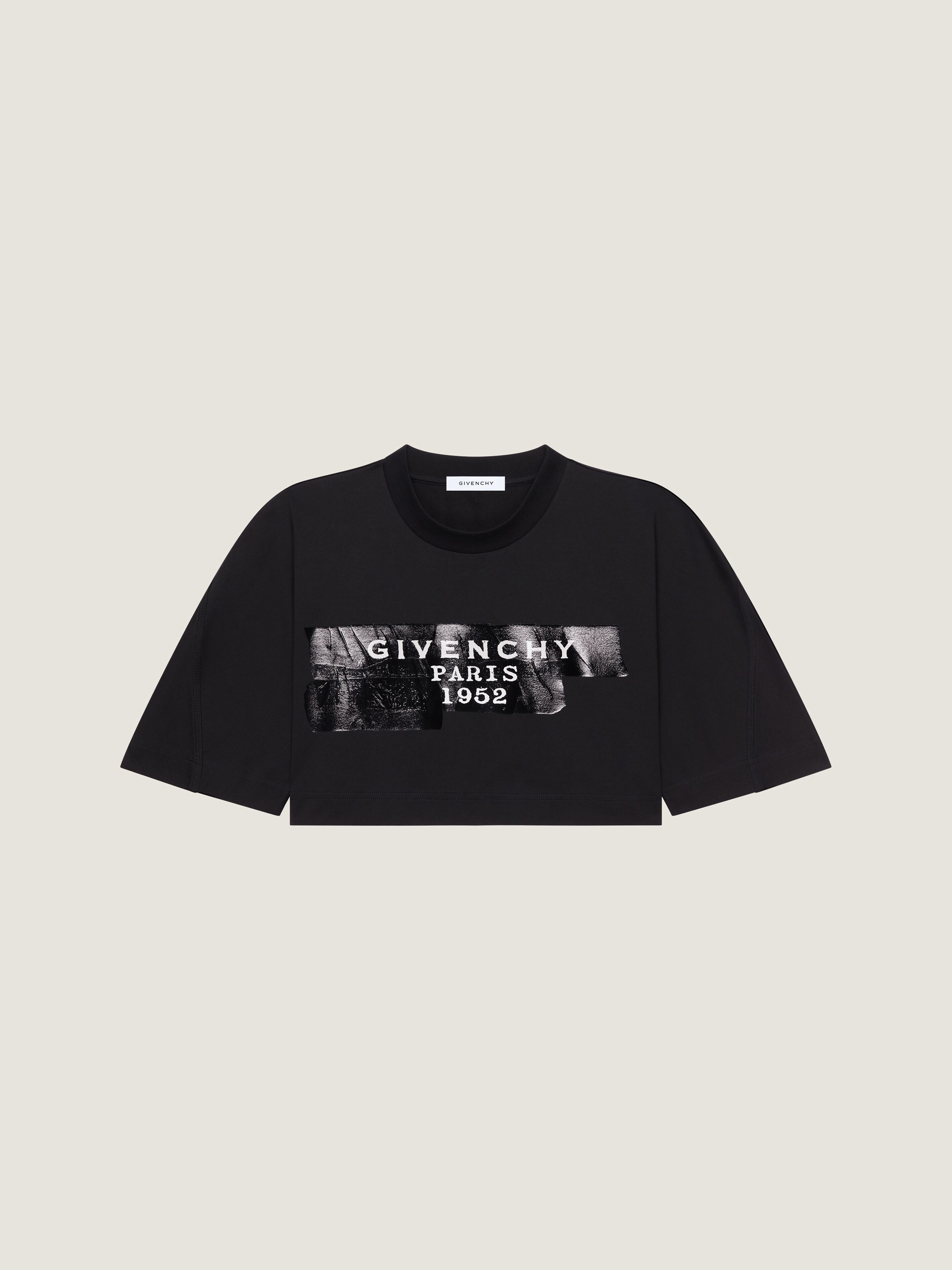 Cropped Cocoon t-shirt in cotton with GIVENCHY Tape print